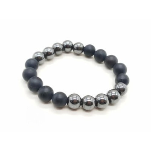 Natural Black Onyx & Hematite Unisex Bracelet