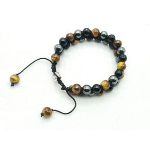 Tiger eye- Hematite and Black Onyx Bracelet