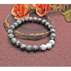 White Howlite with Grey Jasper Bracelet