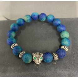 Natural Agate Druzy with Cz Lion Head Bracelet