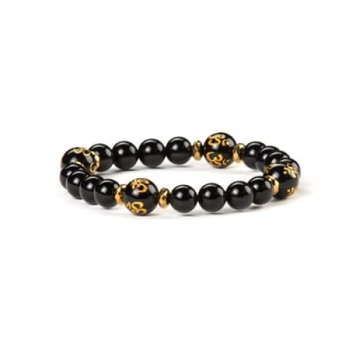 Natural Black Onyx & Black Om Onyx Bracelet