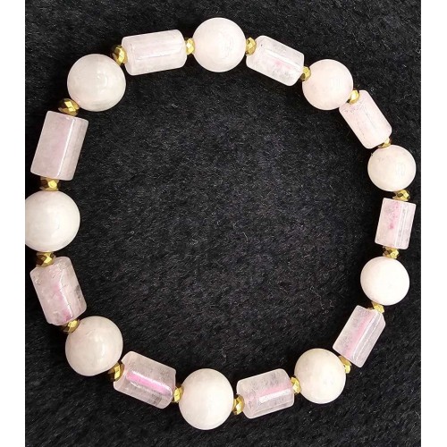 Natural Rose Quartz Tube Bracelet