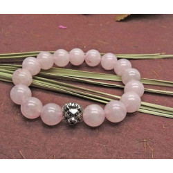 Natural Rose Quartz Bracelet with Lion Charm