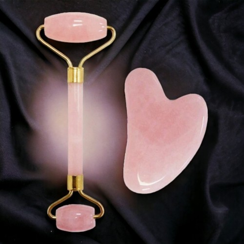 Rose Quartz Roller with Gua Sha